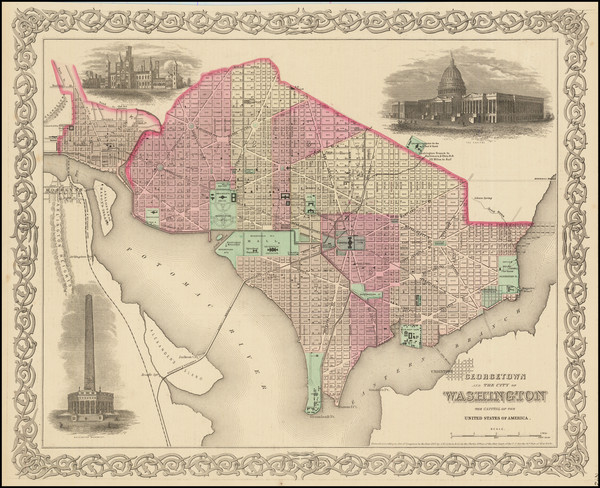 52-Washington, D.C. Map By Joseph Hutchins Colton