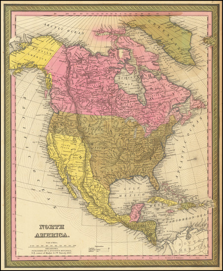 36-North America Map By Samuel Augustus Mitchell