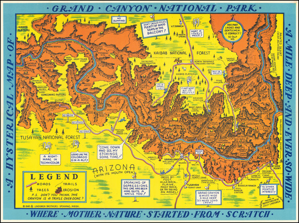 73-Southwest, Arizona, Nevada and Pictorial Maps Map By Lindgren Brothers