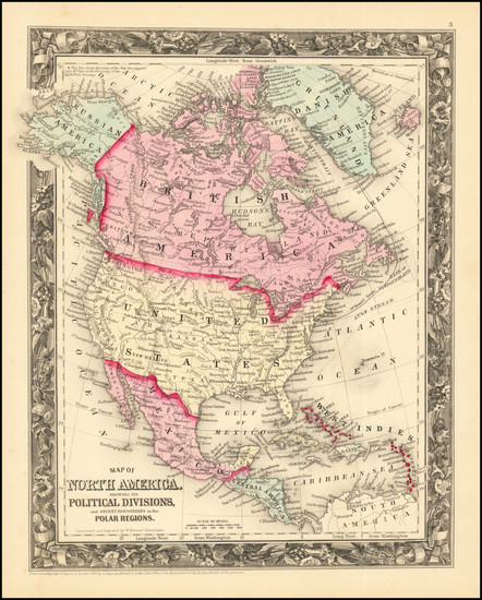 99-North America Map By Samuel Augustus Mitchell Jr.