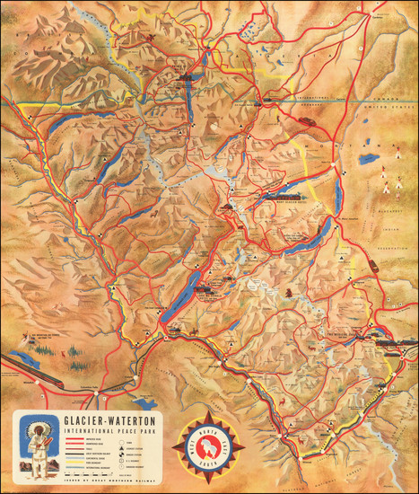 16-Rocky Mountains, Montana and Canada Map By Great Northern Railway Co.