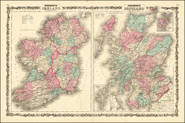 71-Scotland and Ireland Map By Alvin Jewett Johnson  &  Benjamin P Ward