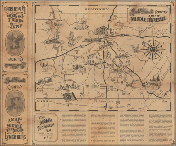 10-Tennessee and Pictorial Maps Map By Anonymous