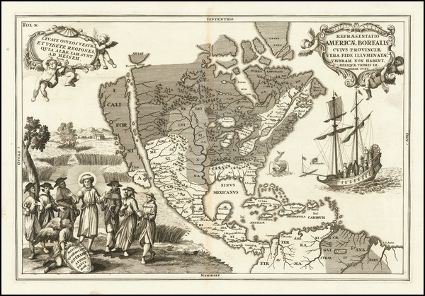 41-North America, Baja California and California Map By Heinrich Scherer