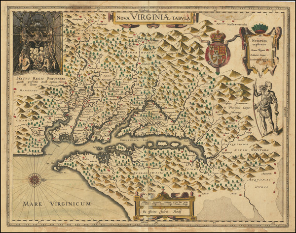 91-Mid-Atlantic, Maryland and Virginia Map By Jodocus Hondius II