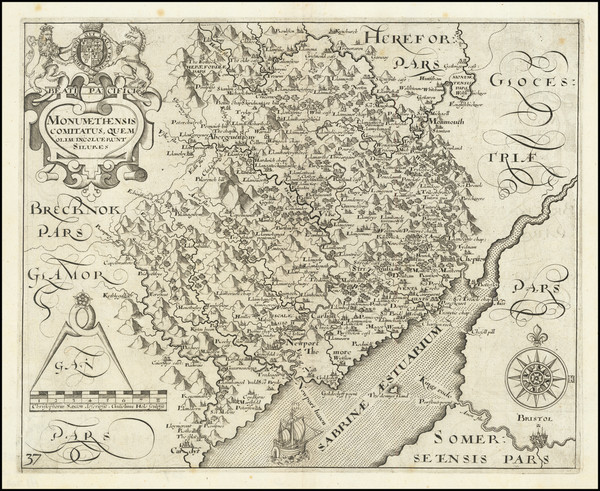 59-British Counties Map By William Hole / Christopher Saxton