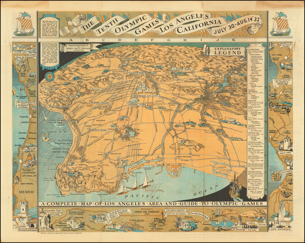 2-Pictorial Maps, California and Los Angeles Map By Mary Hall Atwood