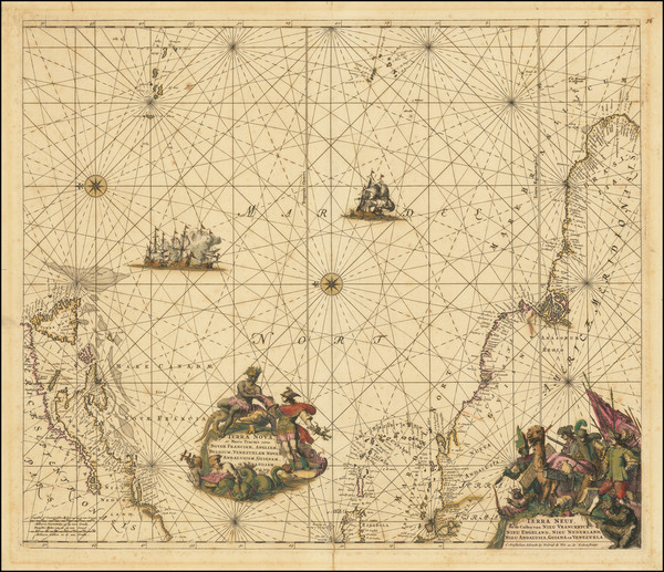 81-Atlantic Ocean, New England, Mid-Atlantic, Caribbean, Brazil and Canada Map By Frederick De Wit