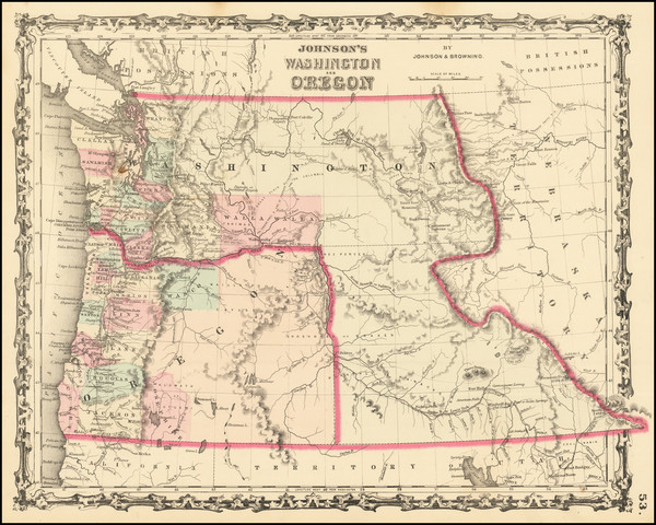 34-Idaho, Pacific Northwest, Oregon and Washington Map By Alvin Jewett Johnson  &  Ross C. Bro