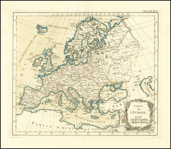 59-Europe Map By Jacques Nicolas Bellin