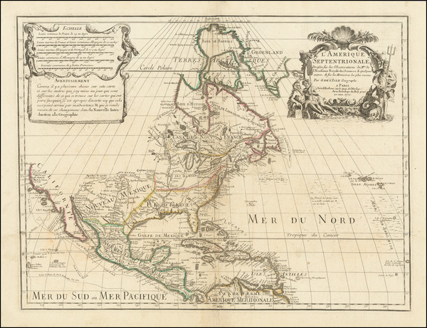 60-North America Map By Guillaume De L'Isle