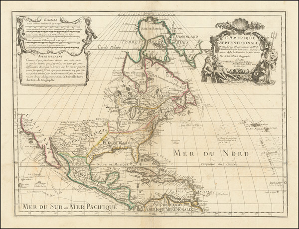 8-North America Map By Guillaume De L'Isle