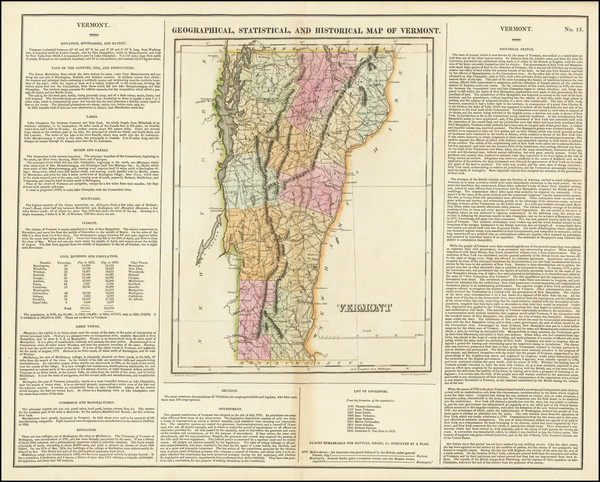 17-Vermont Map By Henry Charles Carey  &  Isaac Lea