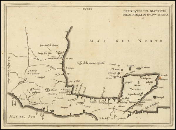 4-Mexico Map By Antonio de Herrera y Tordesillas