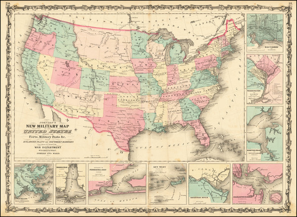 98-United States and Idaho Map By Alvin Jewett Johnson  &  Benjamin P Ward