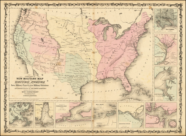 86-United States and Civil War Map By Alvin Jewett Johnson  &  Ross C. Browning