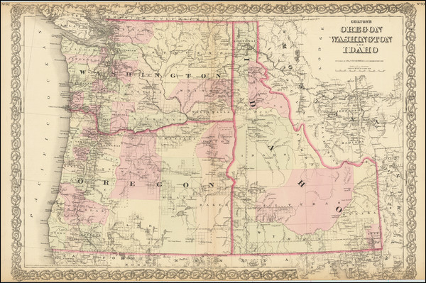 33-Idaho, Oregon and Washington Map By G.W.  & C.B. Colton