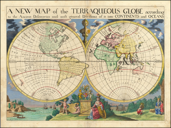 35-World and California as an Island Map By Edward Wells