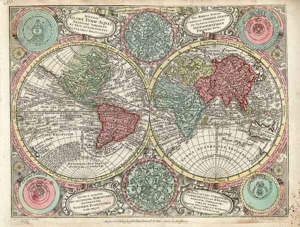 40-World and World Map By Matthaus Seutter