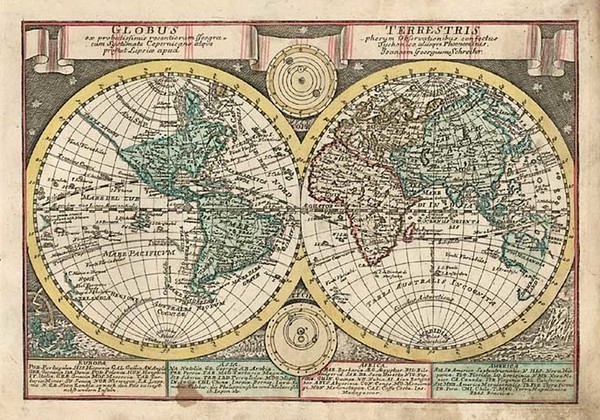 31-World and World Map By Johann George Schreiber