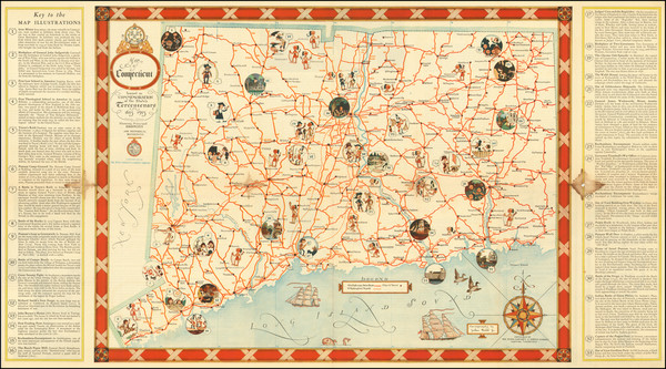 39-Connecticut and Pictorial Maps Map By John Held
