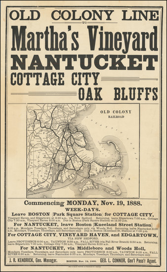 93-Massachusetts Map By Old Colony Railroad