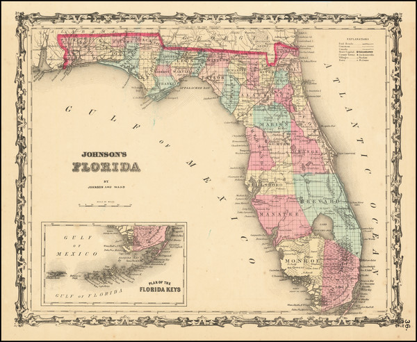 23-Florida Map By Alvin Jewett Johnson  &  Benjamin P Ward