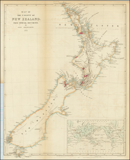 96-New Zealand Map By John Arrowsmith