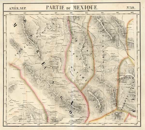 15-Texas and Mexico Map By Philippe Marie Vandermaelen