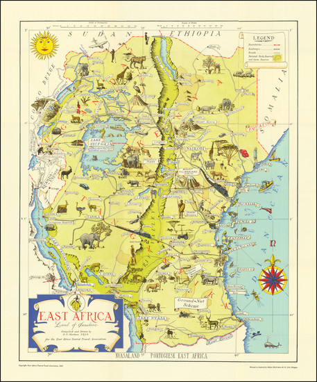 66-East Africa and Pictorial Maps Map By D.O. Mathews / East Africa Tourist Travel Association
