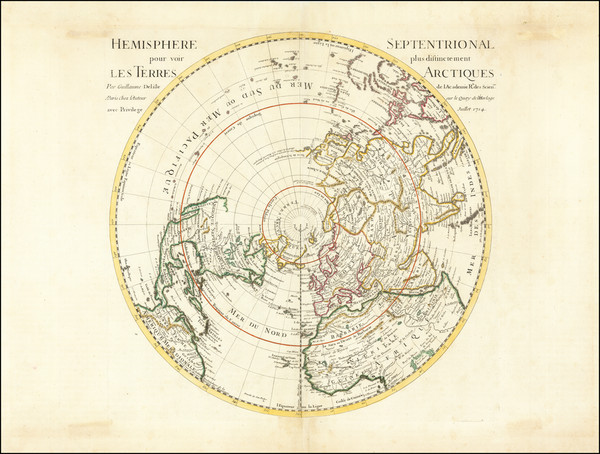 27-Northern Hemisphere, Polar Maps and Pacific Map By Guillaume De L'Isle