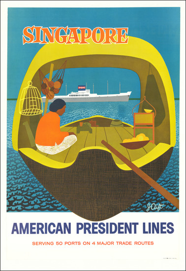 50-Singapore and Travel Posters Map By J. Clift / American President Lines