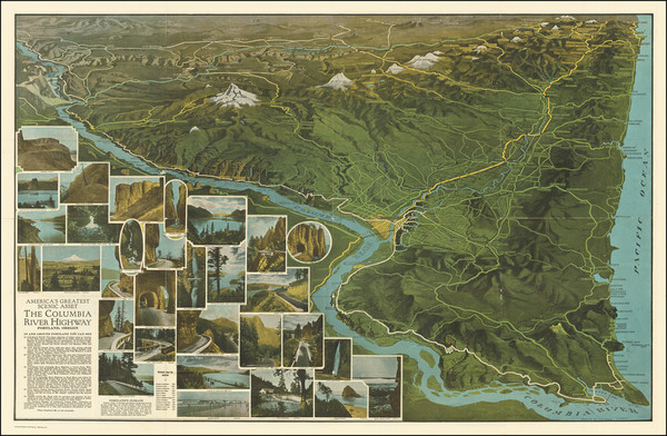 60-Oregon and Pictorial Maps Map By Fred A. Routledge