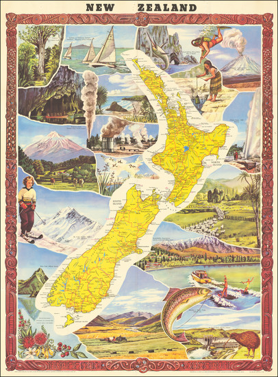 88-New Zealand and Pictorial Maps Map By G.B. Scott