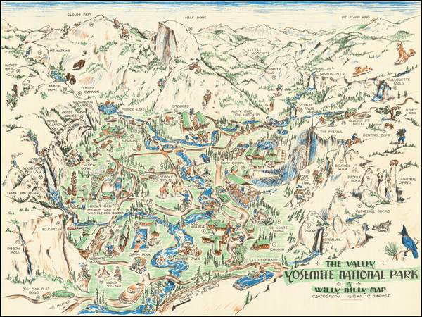 60-Pictorial Maps and Yosemite Map By C. Barnes