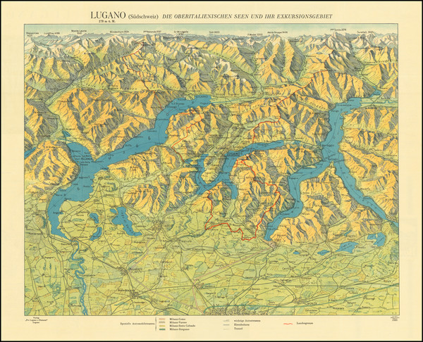 70-Switzerland and Northern Italy Map By Orell Füssli