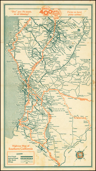 74-California and Los Angeles Map By Shell Oil Company