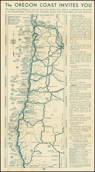 96-Oregon Map By Oregon Motor Stages / G. Vaughan