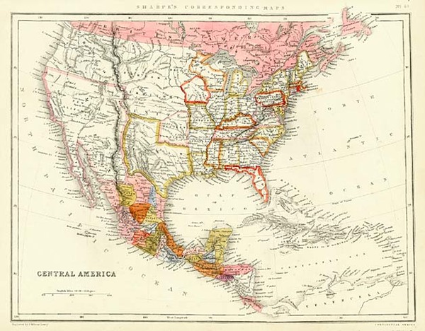 74-United States, Texas, Mexico and Central America Map By Chapman & Hall
