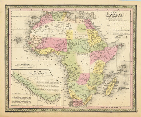 90-Africa Map By Thomas, Cowperthwait & Co.