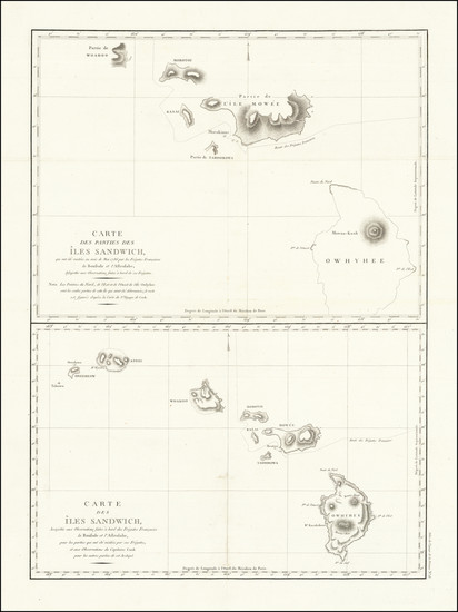 81-Hawaii and Hawaii Map By Jean Francois Galaup de La Perouse