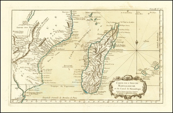 17-East Africa and African Islands, including Madagascar Map By Jacques Nicolas Bellin