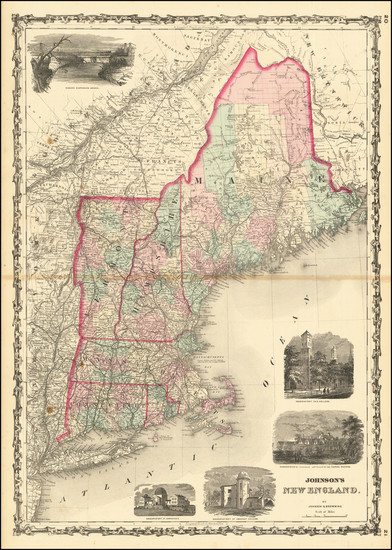 69-New England, Maine, Massachusetts, New Hampshire, Rhode Island and Vermont Map By Alvin Jewett 