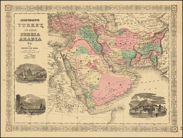 16-Middle East and Arabian Peninsula Map By Alvin Jewett Johnson  &  Benjamin P Ward