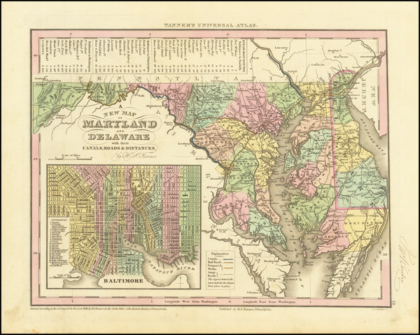 28-Maryland and Delaware Map By Henry Schenk Tanner