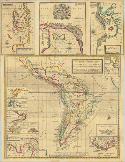 4-Central America, South America, California and America Map By Herman Moll