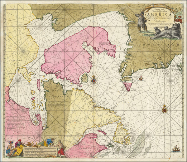 19-Polar Maps and Eastern Canada Map By Johannes Van Keulen