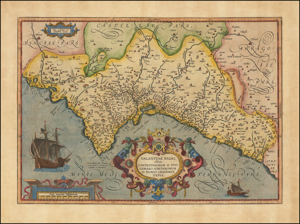 98-Spain Map By Abraham Ortelius