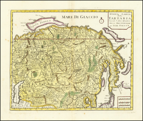 91-China, Central Asia & Caucasus and Russia in Asia Map By Isaak Tirion