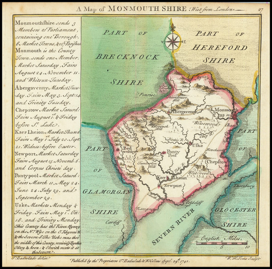 34-British Counties and Wales Map By William Toms